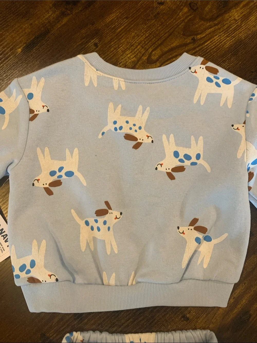 Old Navy Cream & Light Blue Footed One-Piece and Set with Penguins & Dogs
